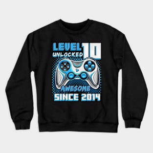 10th Birthday Gamer 10 Year Old Funny Bday Boy Ten Son Crewneck Sweatshirt